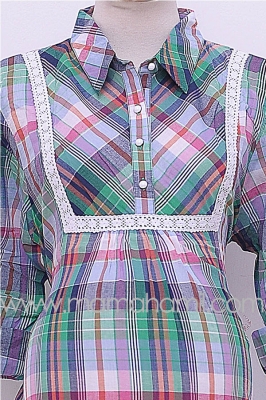 baju Hamil Kerja Kotak Renda Hijau